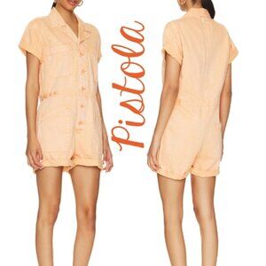 Pistola Womens Parker Utility Romper Shorts Sz XS Orange Snow Color Adj. Waist